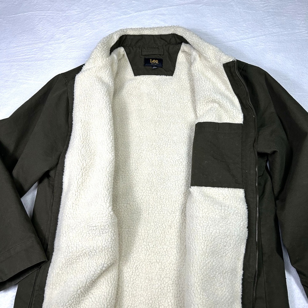 Lee Jacket Mens XL Olive Green Sherpa Chore Field Canvas Full-Zip Warm Gorpcore - Picture 5 of 10